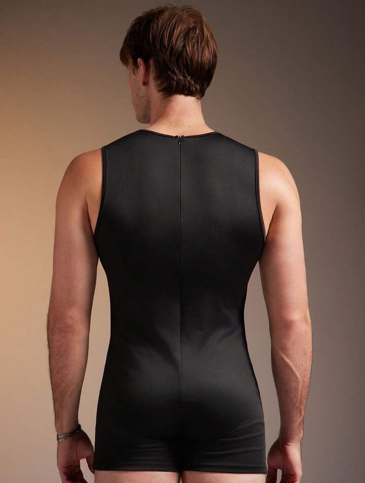 Men's Tight-Fitting Knitted Hollow Out Round Neck Romper